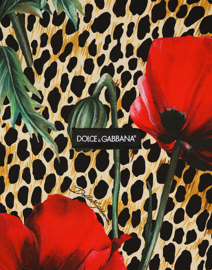 Dolce & Gabbana حقيبة تسوق من قماش كانفاس بطبعة زهرة الخشخاش مطبعة GZ031AGI897