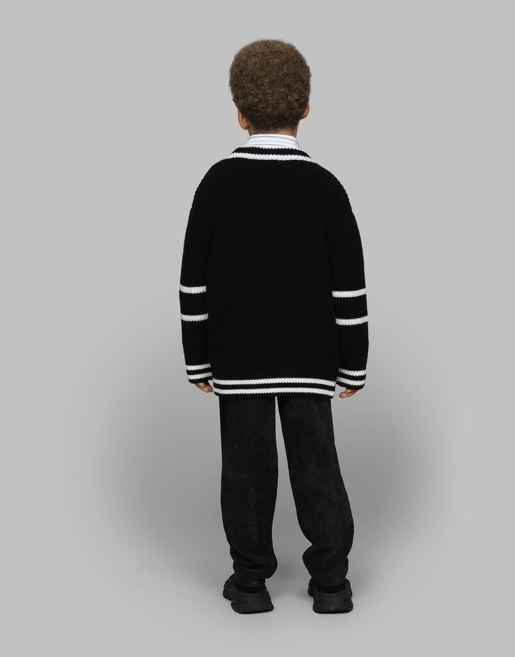 Dolce & Gabbana Knit cardigan with Dolce&Gabbana logo Black L4KWA3JCVZX