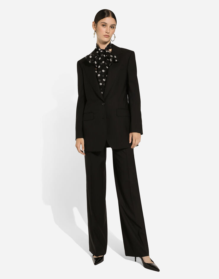 Dolce & Gabbana سروال صوف جرسي أسود FTC31TFU28D