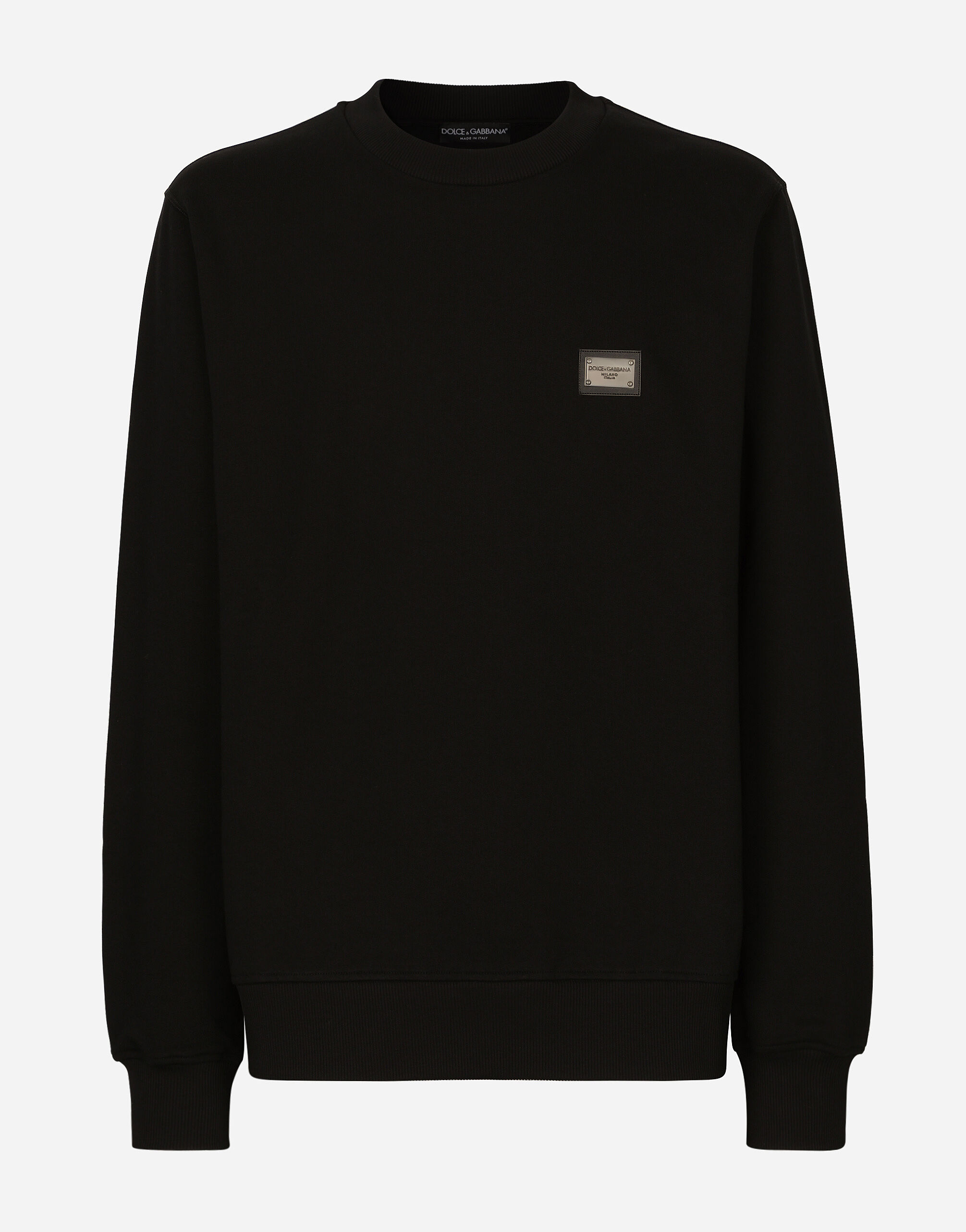 DOLCE&GABBANA トレーナー　ハーフジップ　フリース　ブラック　ロゴ Blackのメンズ スウェットシャツ ジャージー ロゴプレート