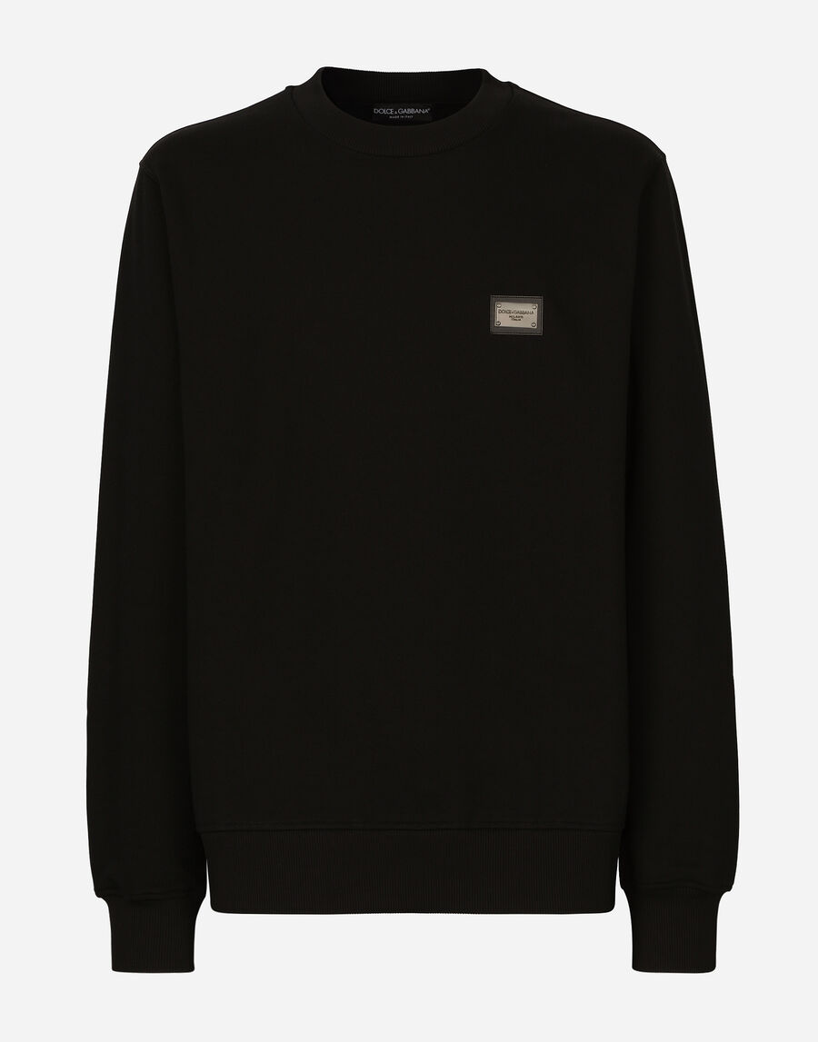 Jersey sweatshirt with branded tag