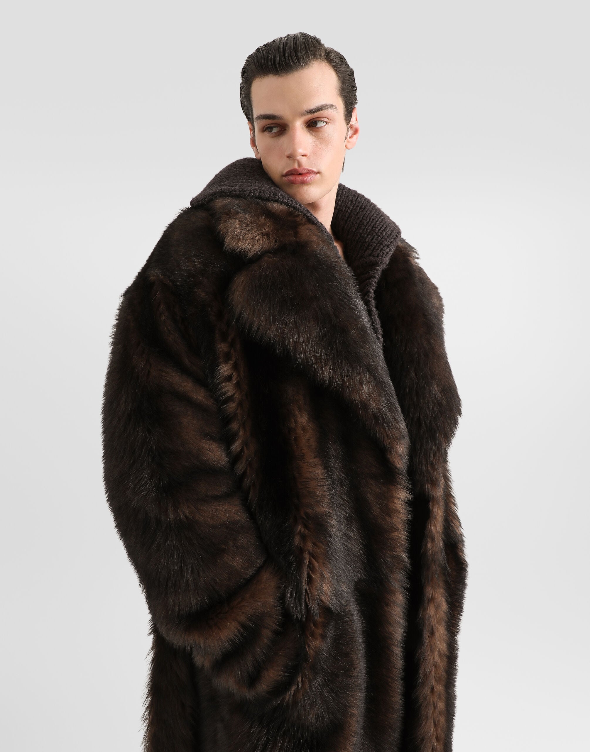 Single-breasted shearling coat - thumbnail 4
