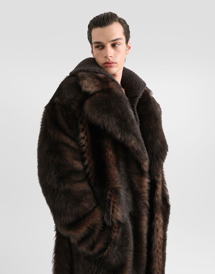 Dolce & Gabbana Single-breasted shearling coat Dolce & Gabbana Single-breasted shearling coat Brown G050SLFUP89