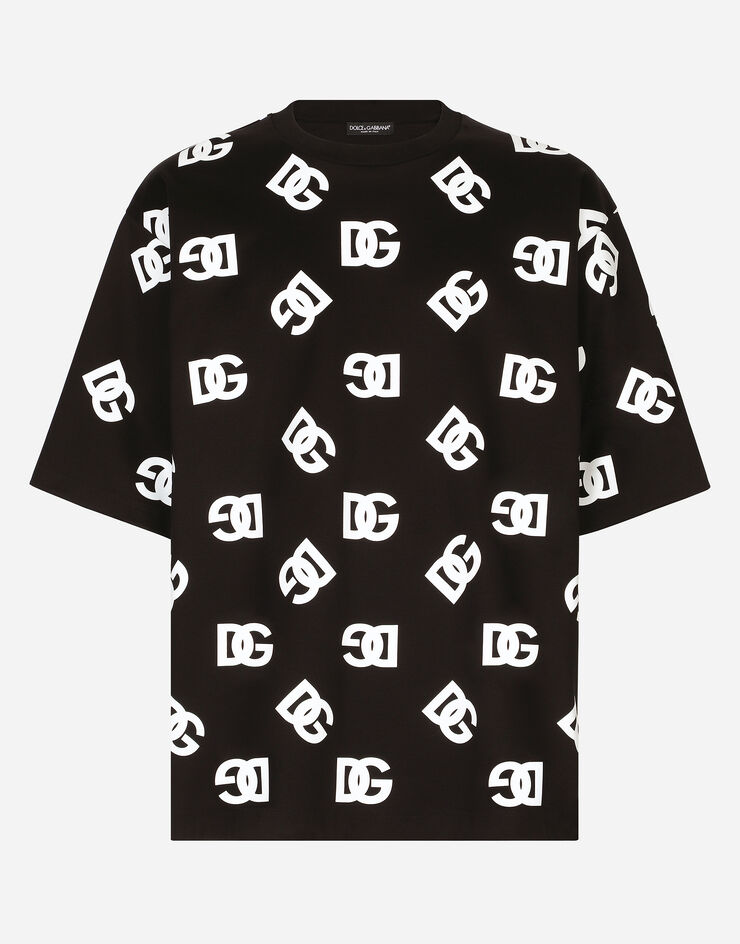 Dolce & Gabbana Cotton T-shirt with all-over DG logo print Multicolor G8OK4TG7FZI