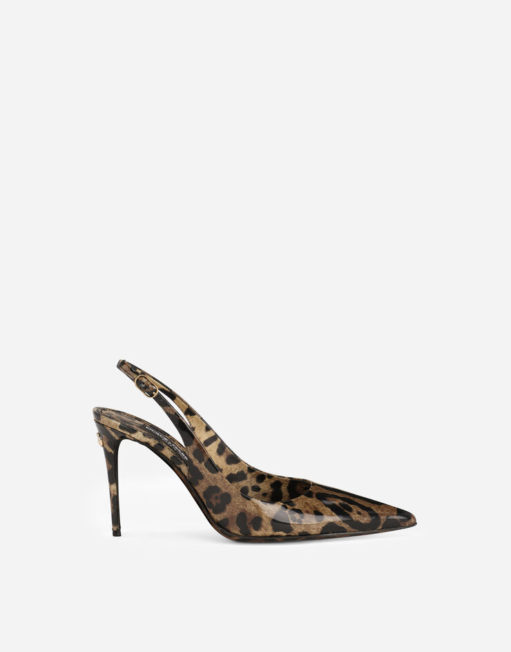 Dolce & Gabbana KIM DOLCE&GABBANA Zapato destalonado en piel de becerro brillante con estampado de leopardo Estampado Animalier CG0621AM568