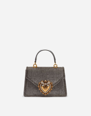 Dolce & Gabbana حقيبة ديفوشن صغيرة من جلد نابا موردور بتفاصيل من حجر الراين فضي BB6711AK829