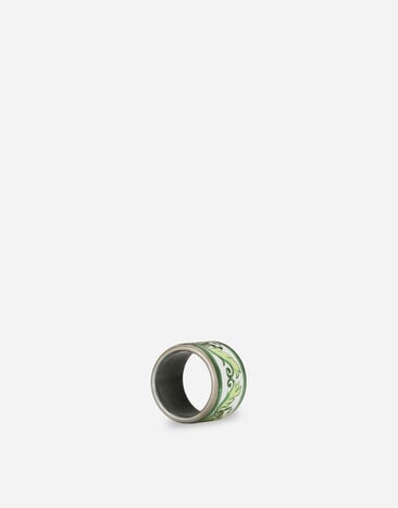 Dolce & Gabbana Set 2 Medium Porcelain Napkin Rings Multicolor TCGS03TCAEM