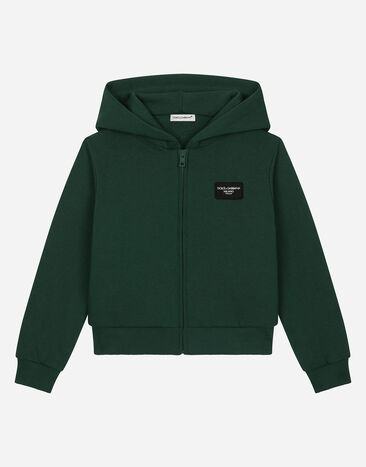 Dolce & Gabbana Zip-up hoodie with logo tag Print L44S10FI5JO