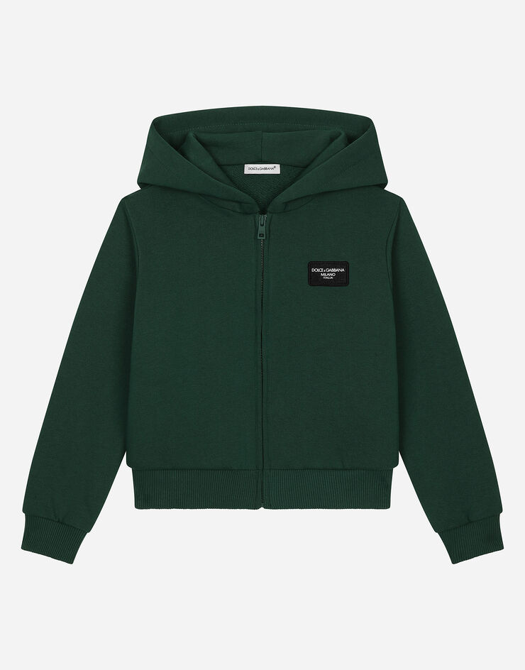 Dolce & Gabbana Sudadera de cremallera con capucha y placa con logotipo Verde L4JWIDG7M4R