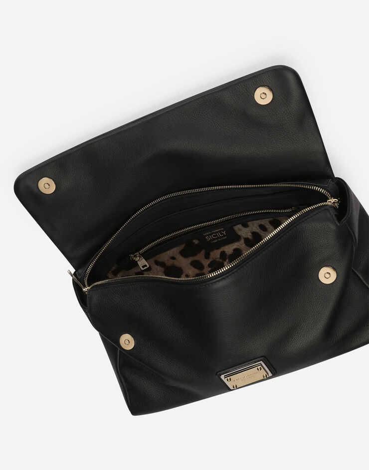 Dolce & Gabbana Soft calfskin Sicily soft bag Black BB7398AG642