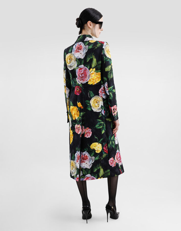 Dolce & Gabbana Longuette-Schlauchkleid aus Charmeuse Pfingstrosen- und Rosenprint Drucken F6TMSTFSA7B
