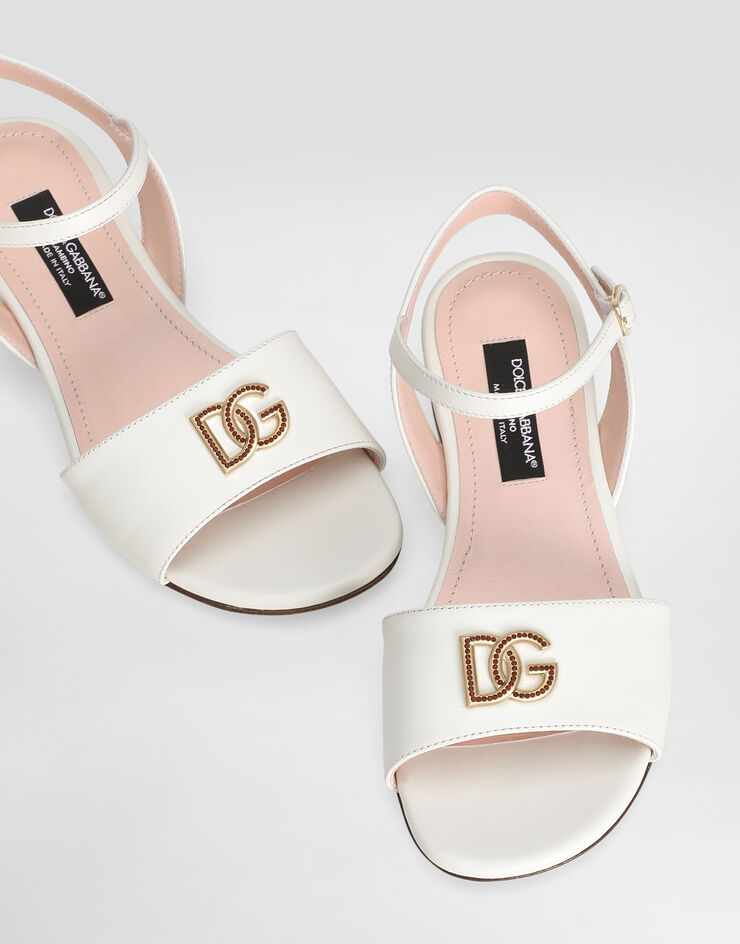 Dolce & Gabbana Sandalo in pelle di vitello con logo DG Bianco D10935A1223