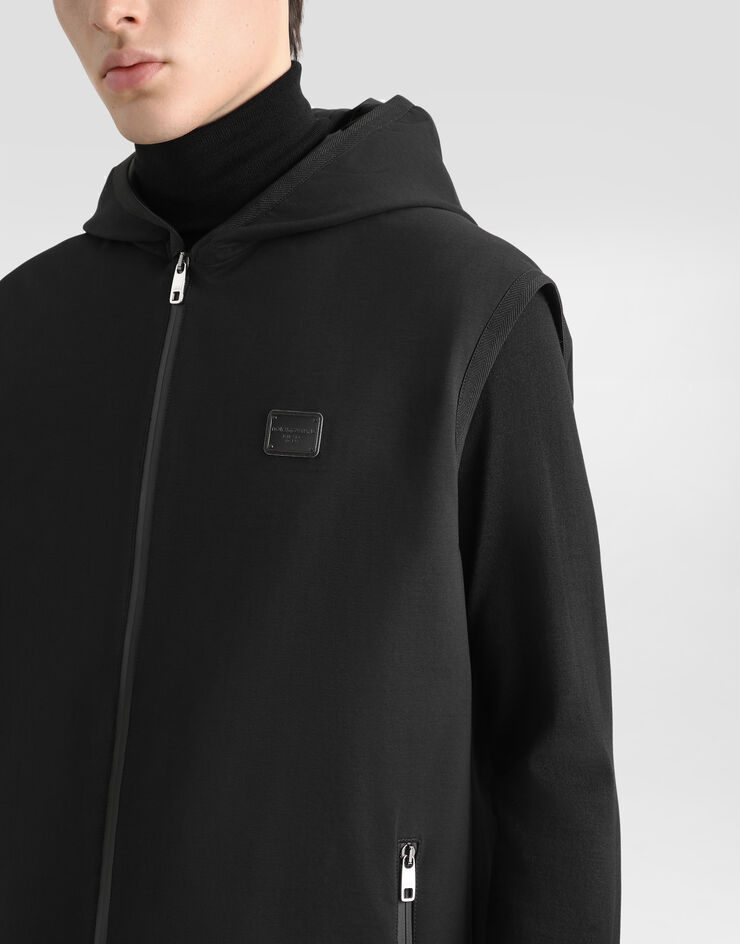 Dolce & Gabbana Gilet in tessuto tecnico con cappuccio Nero G9AOGTFUGS1