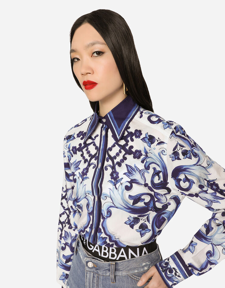 Dolce&Gabbana Majolica-print poplin shirt Multicolor F5J51THH5AW