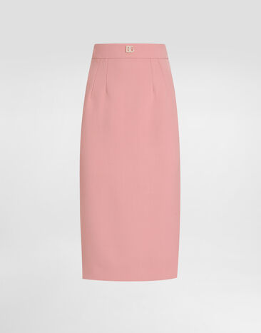 Dolce & Gabbana Calf-length wool pencil skirt with DG logo Print F4BBOTIS1Y7