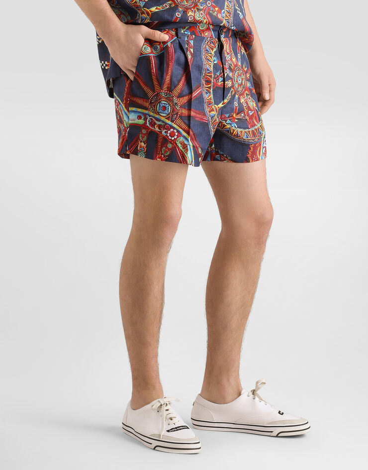 Dolce & Gabbana Carretto-print linen bermuda Dolce & Gabbana Carretto-print linen bermuda Multicolor GP0X9TFS4H2