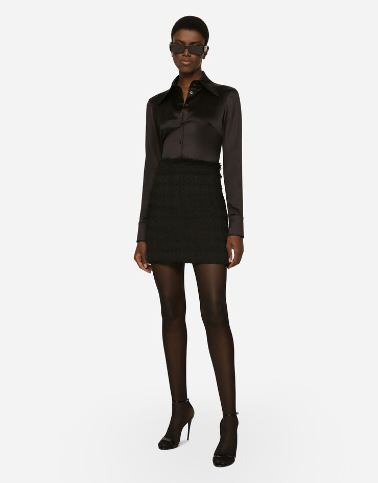 Dolce&Gabbana Long-sleeved silk shirt Black F5R11TFURAG
