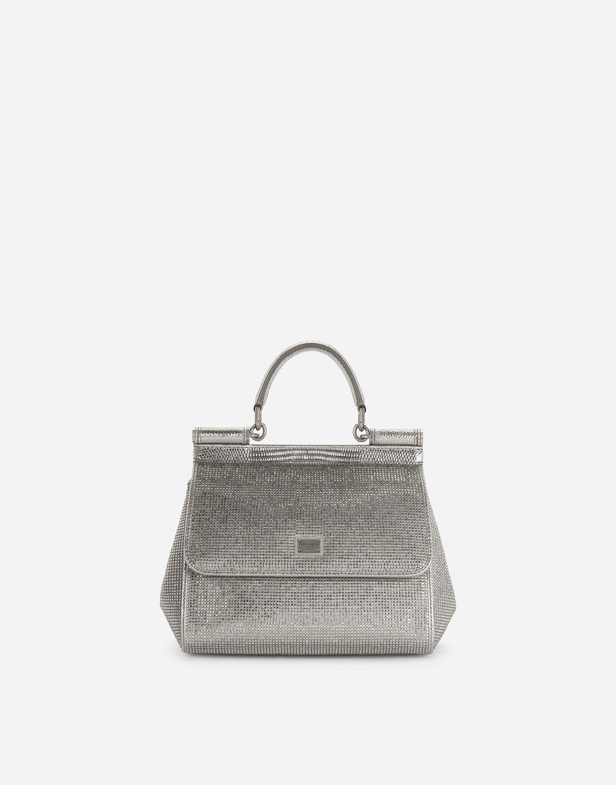 Small Sicily satin handbag with rhinestones