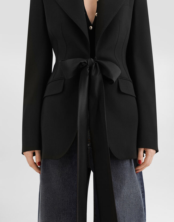 Dolce & Gabbana Turlington single-breasted jacket in micro-ribbed fabric Dolce & Gabbana Turlington single-breasted jacket in micro-ribbed fabric Black F2JBUTFUBG3