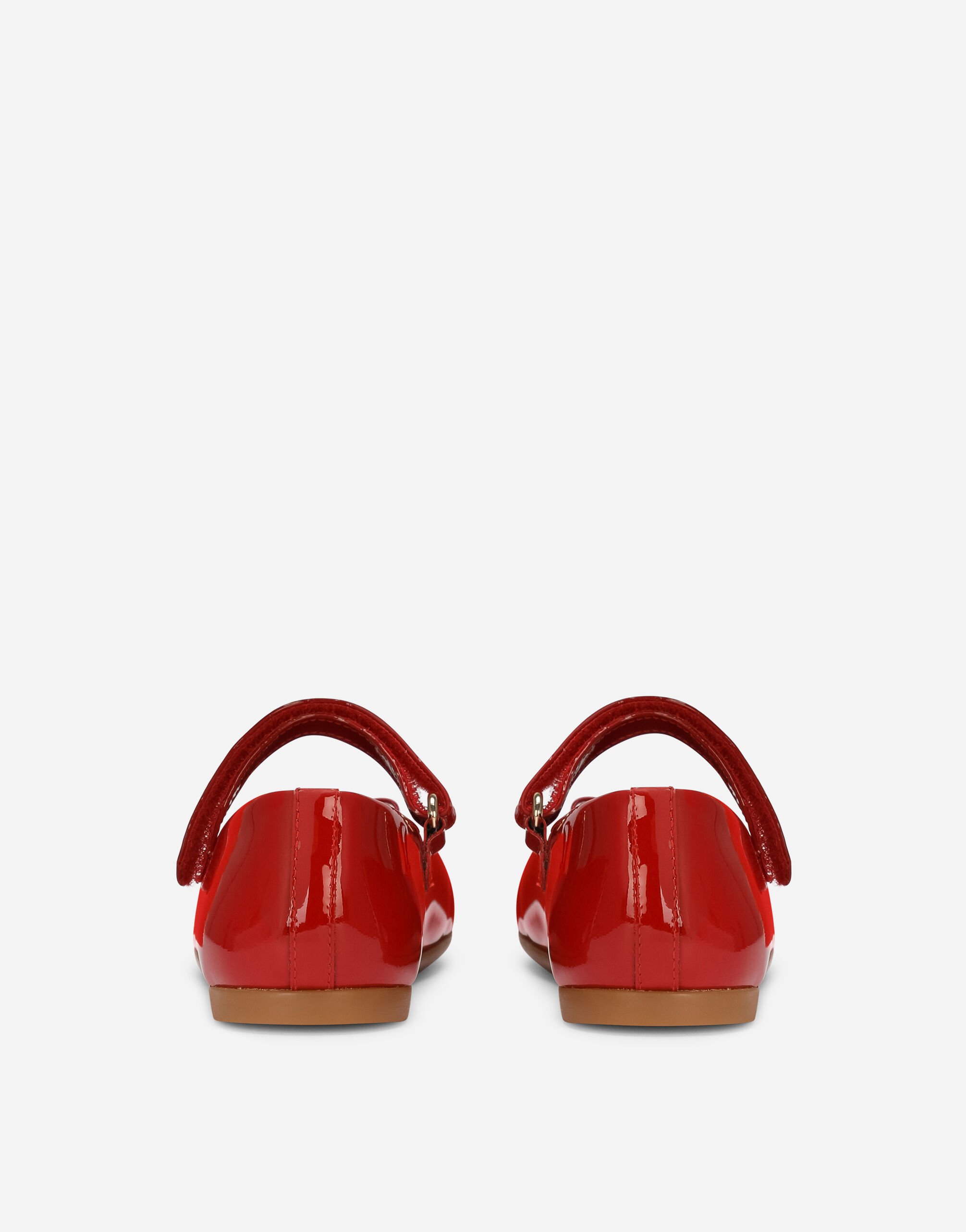 Patent leather ballet flats with metal DG logo in Red for