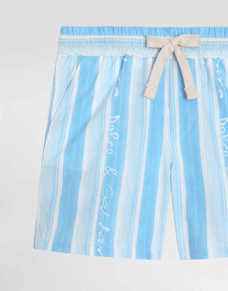 Dolce & Gabbana Poplin shorts with striped print Blue L13Q08HS5SS