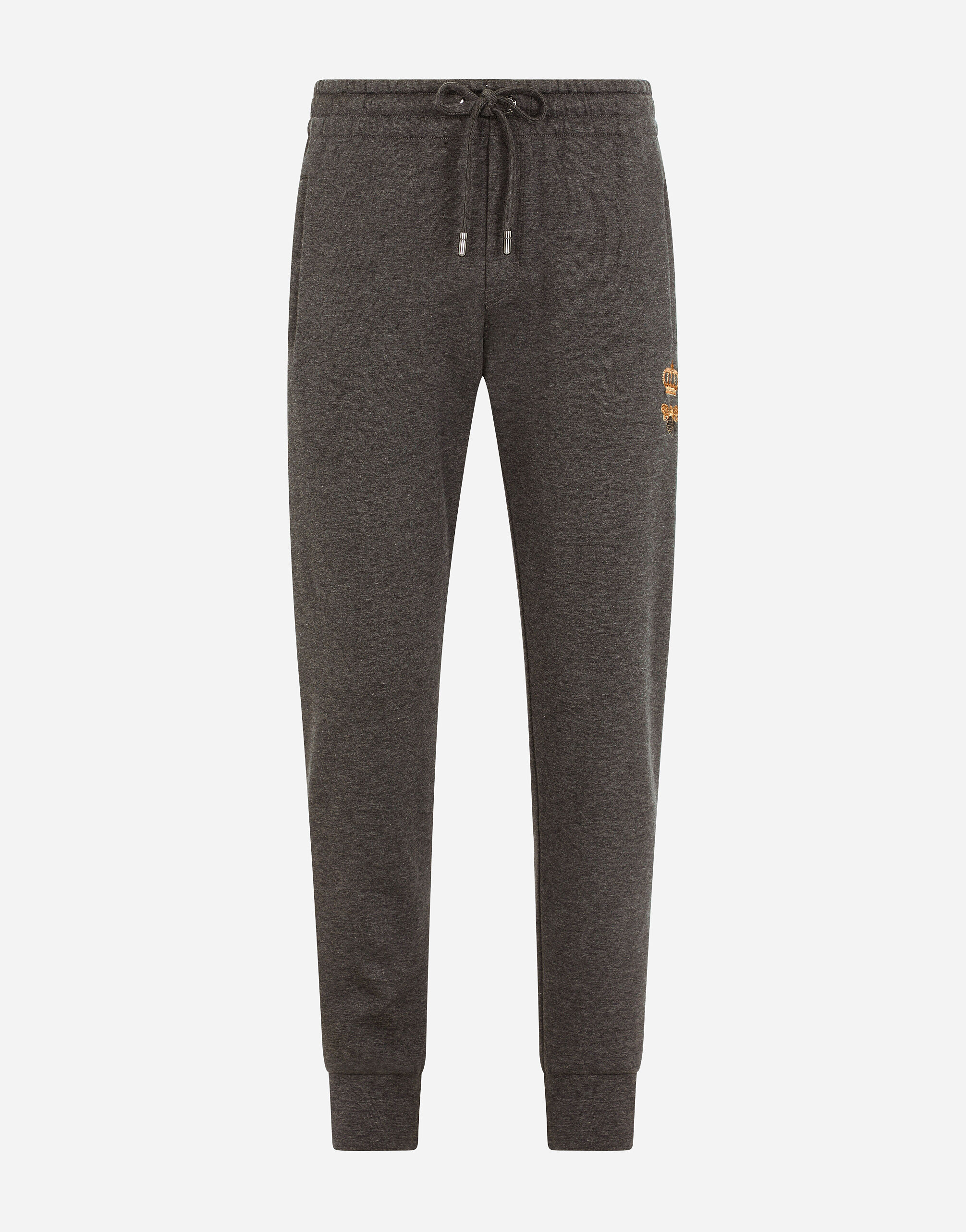 Dolce & Gabbana Jersey jogging pants with embroidery Black G4HXATG7ZXD