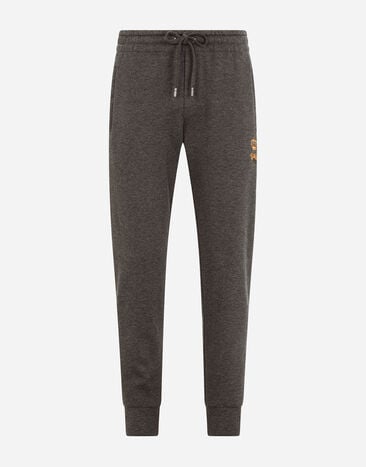 Dolce & Gabbana Jersey jogging pants with embroidery Black GVF7AZHU7H9