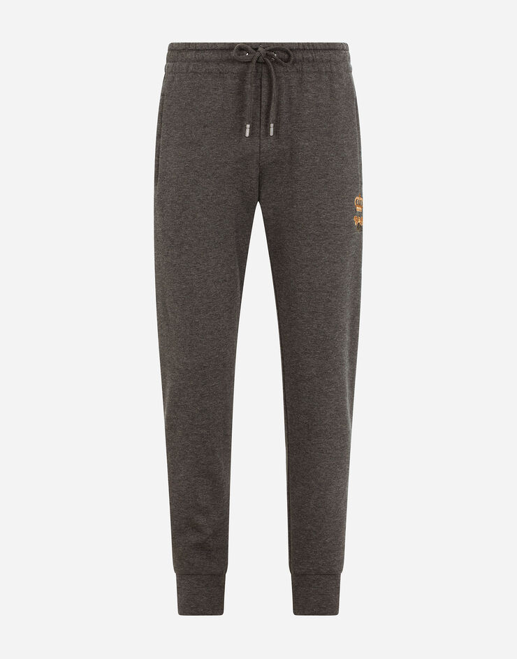 Dolce & Gabbana Jersey jogging pants with embroidery Grey GWJVAZHU7IE