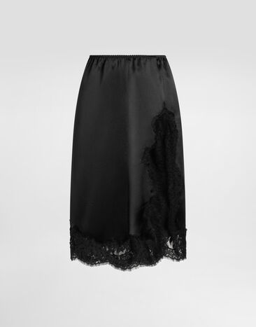 Dolce & Gabbana تنورة ميدي ساتان Black F4DASTFU1NU