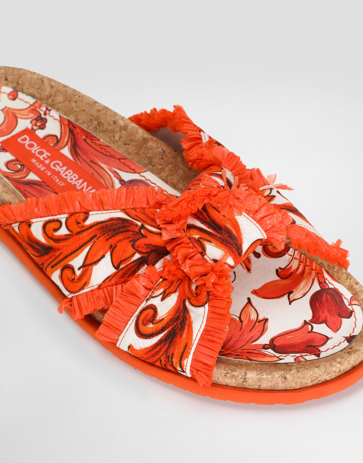 Dolce & Gabbana Majolica-print brocade flat slippers Multicolor CQ0708A9AB2