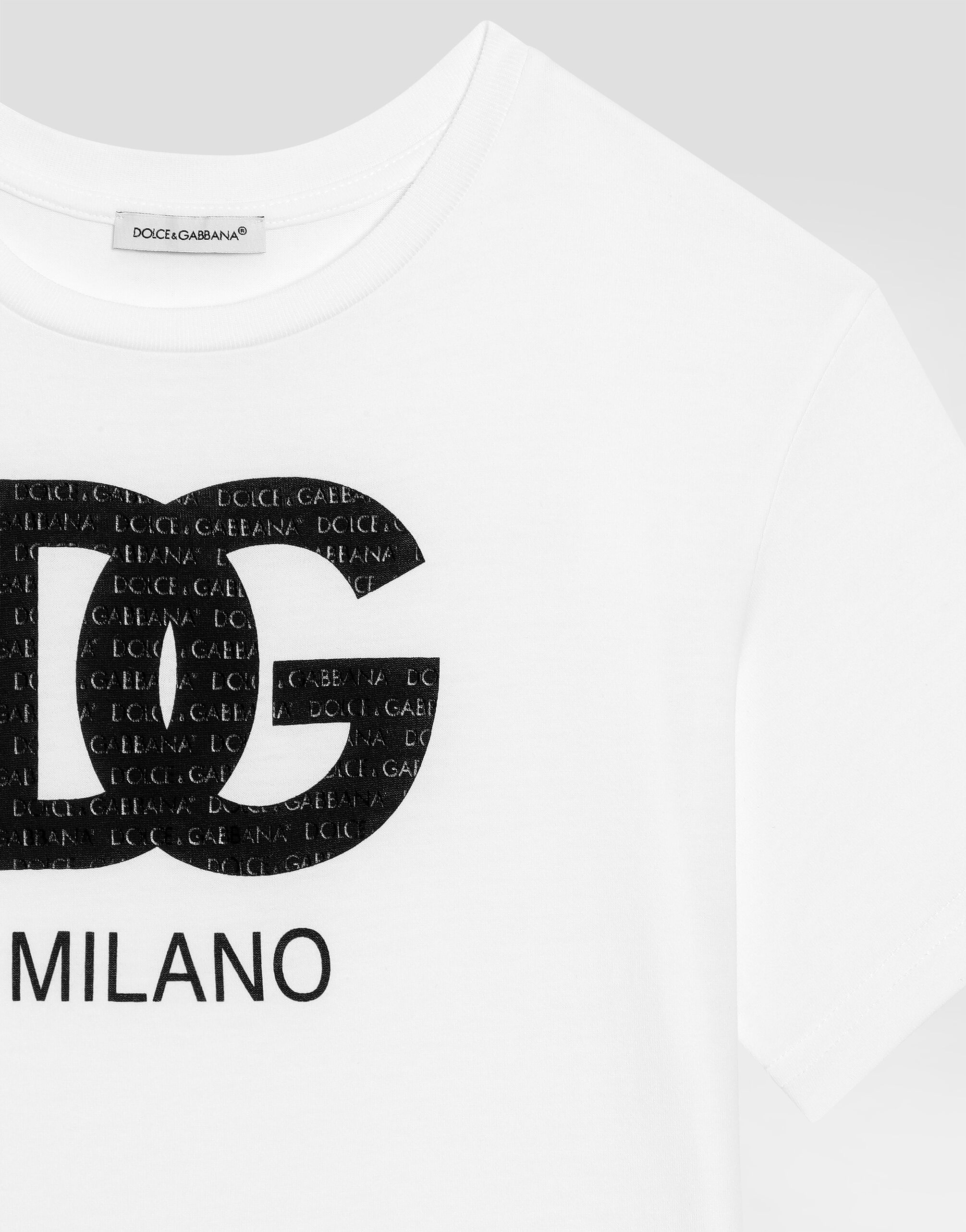 Jersey T-shirt with DG logo print in Blanco for Boys | Dolce&Gabbana®