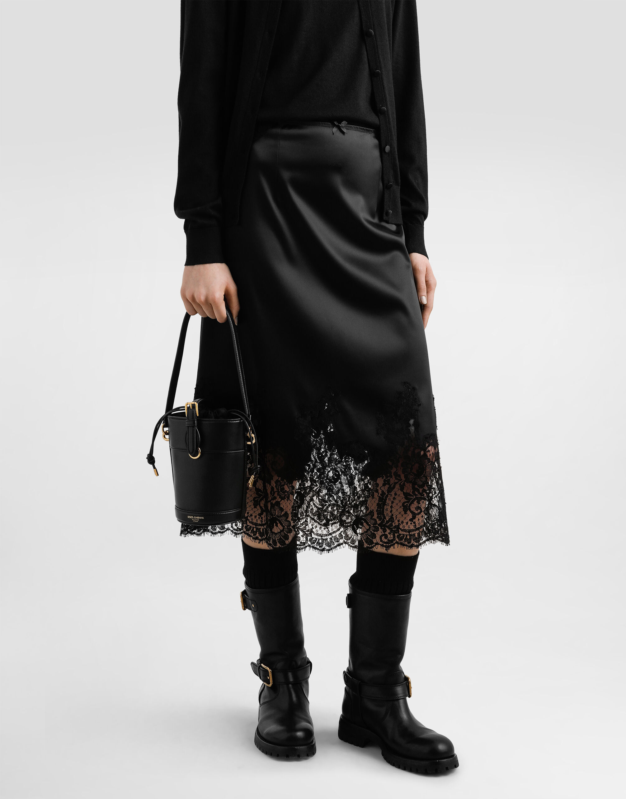 【Dolce&Gabbana】CAPRI キャンバス マヨリカ バケットバッグ Blackのウィメンズ CAPRI キャンバス＆レザー バケットバッグ