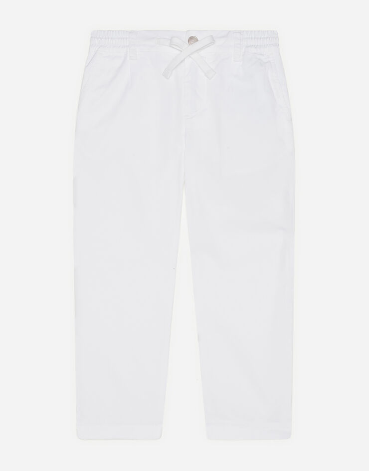 Dolce & Gabbana Poplin pants with embroidered logo WHITE L43P32G7VQR