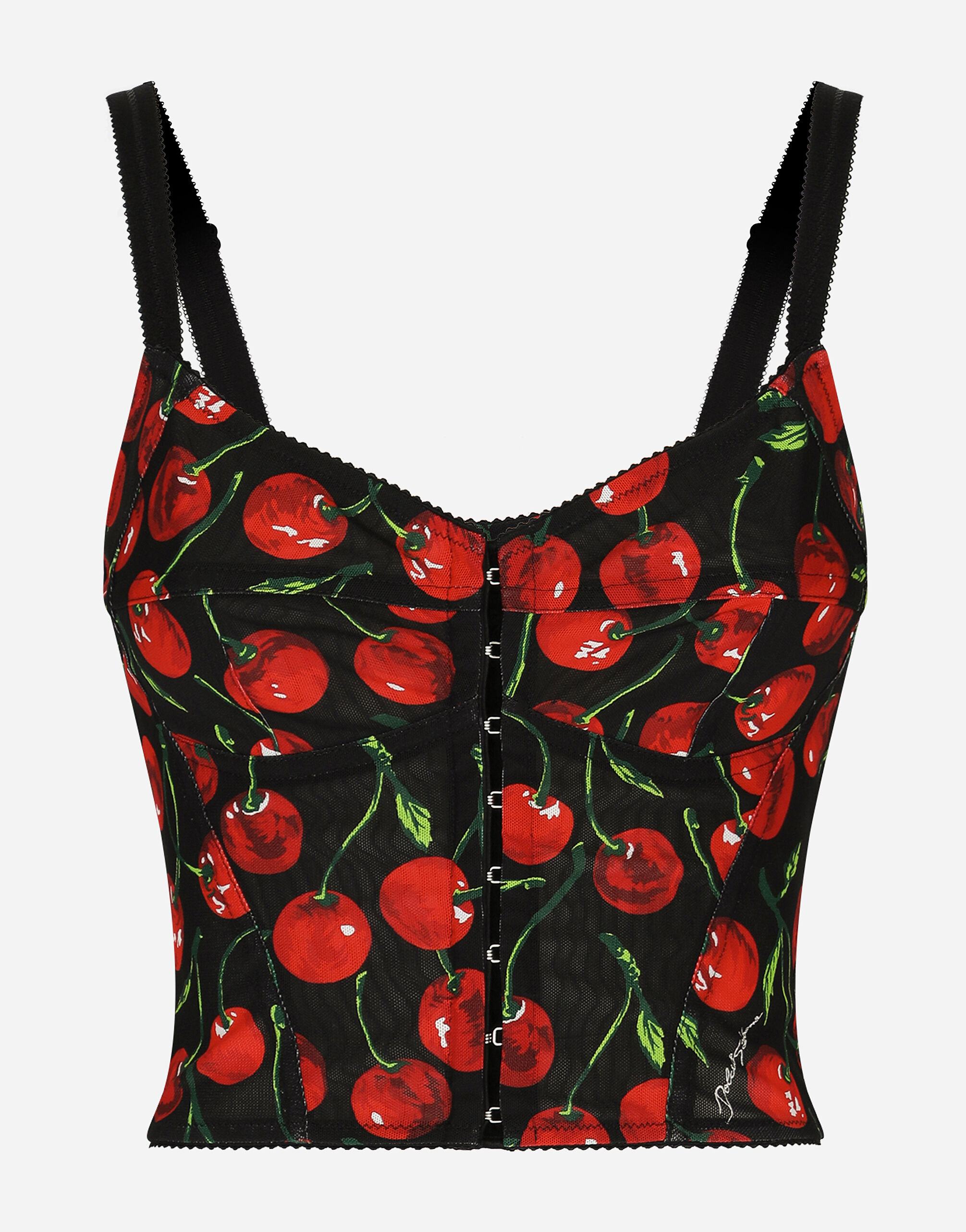 Dolce&Gabbana Cherry-print elasticated corset top Multicolor F4BWLTHPABW