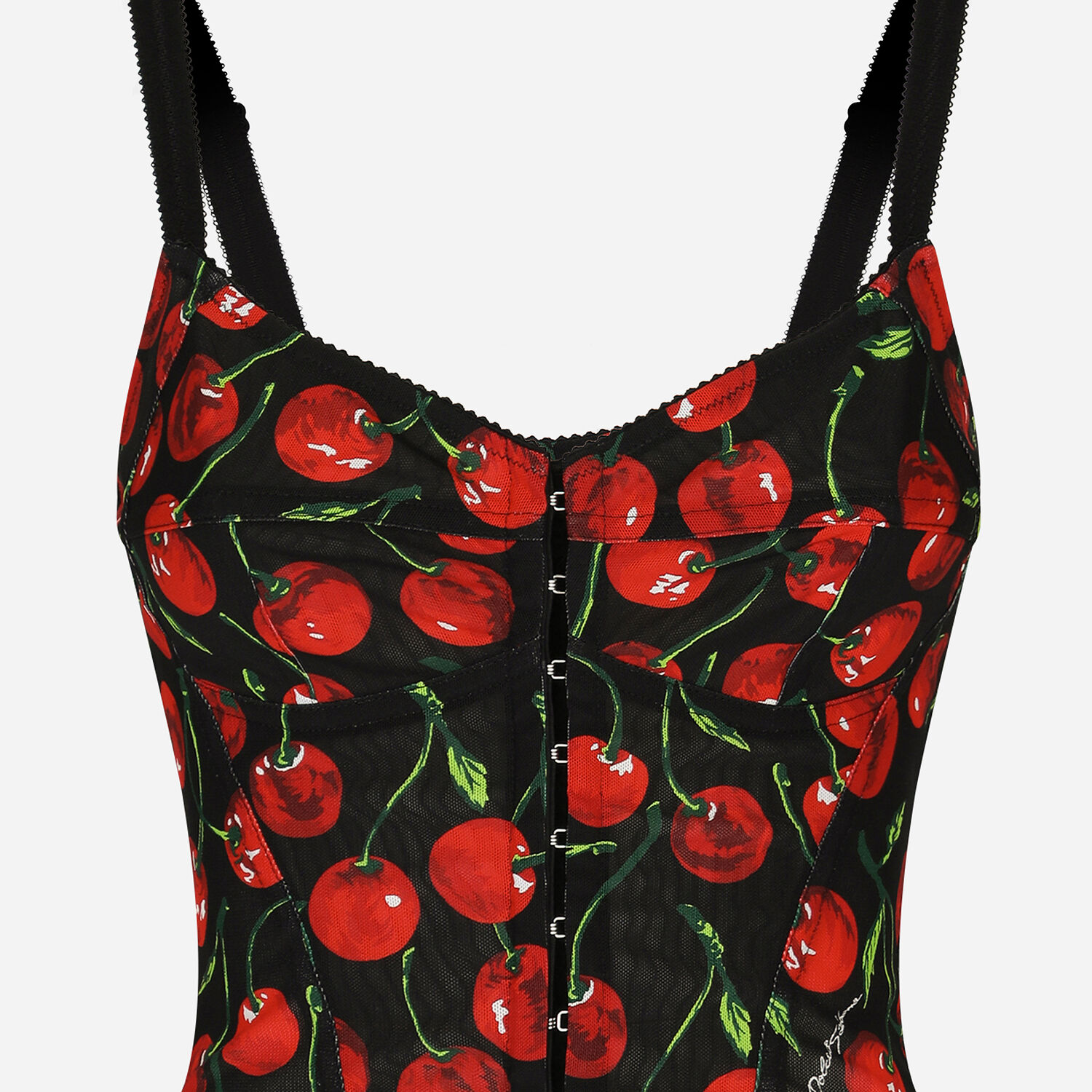 Cherry-print elasticated corset top in Multicolor for