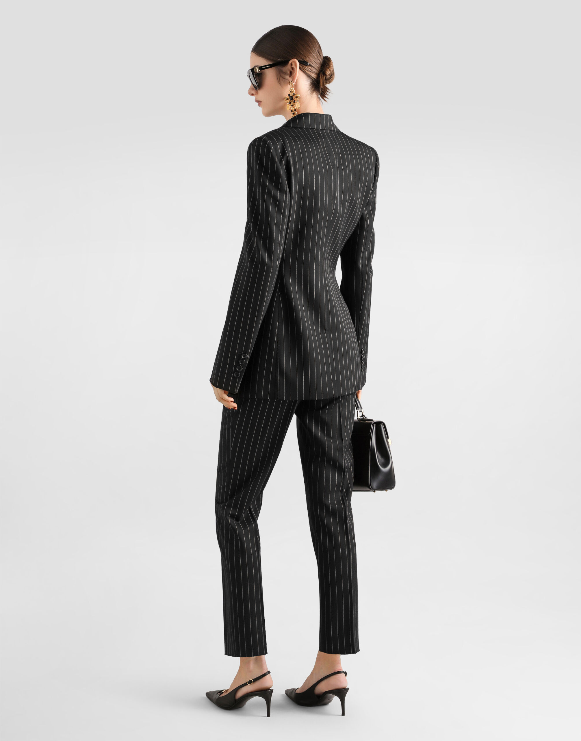Pinstripe wool trousers - thumbnail 3