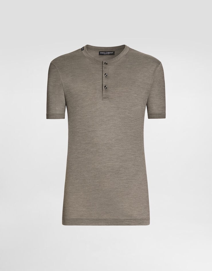 Dolce & Gabbana Silk serafino t-shirt Dolce & Gabbana Silk serafino t-shirt Multicolor G8QK3TG7P0F