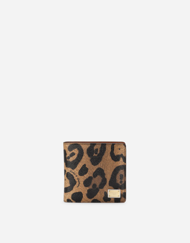 Dolce & Gabbana Bifold-Geldbörse aus Crespo im Leoprint mit Logoplakette Mehrfarbig BI1371AW384