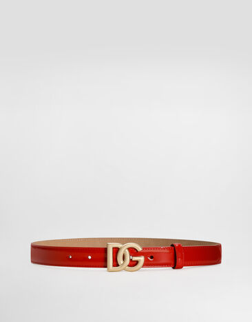 Dolce & Gabbana Gürtel aus glänzendem Kalbsleder mit DG-Logo Rot BE1447A1037