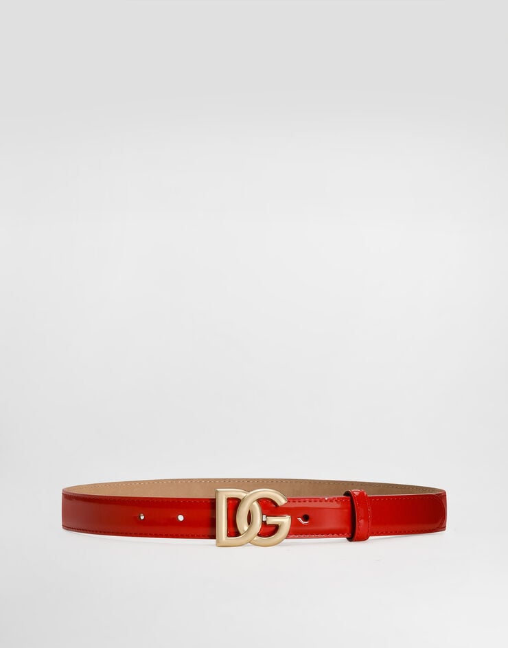 Dolce & Gabbana Polished calfskin belt with DG logo Red BE1447A1037
