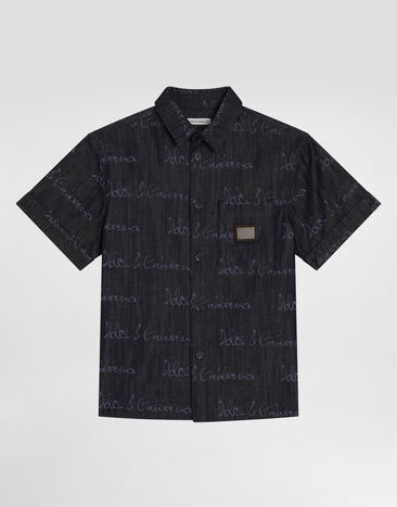 Dolce & Gabbana Denim shirt with Dolce&Gabbana logo Multicolor L44S21LDC87