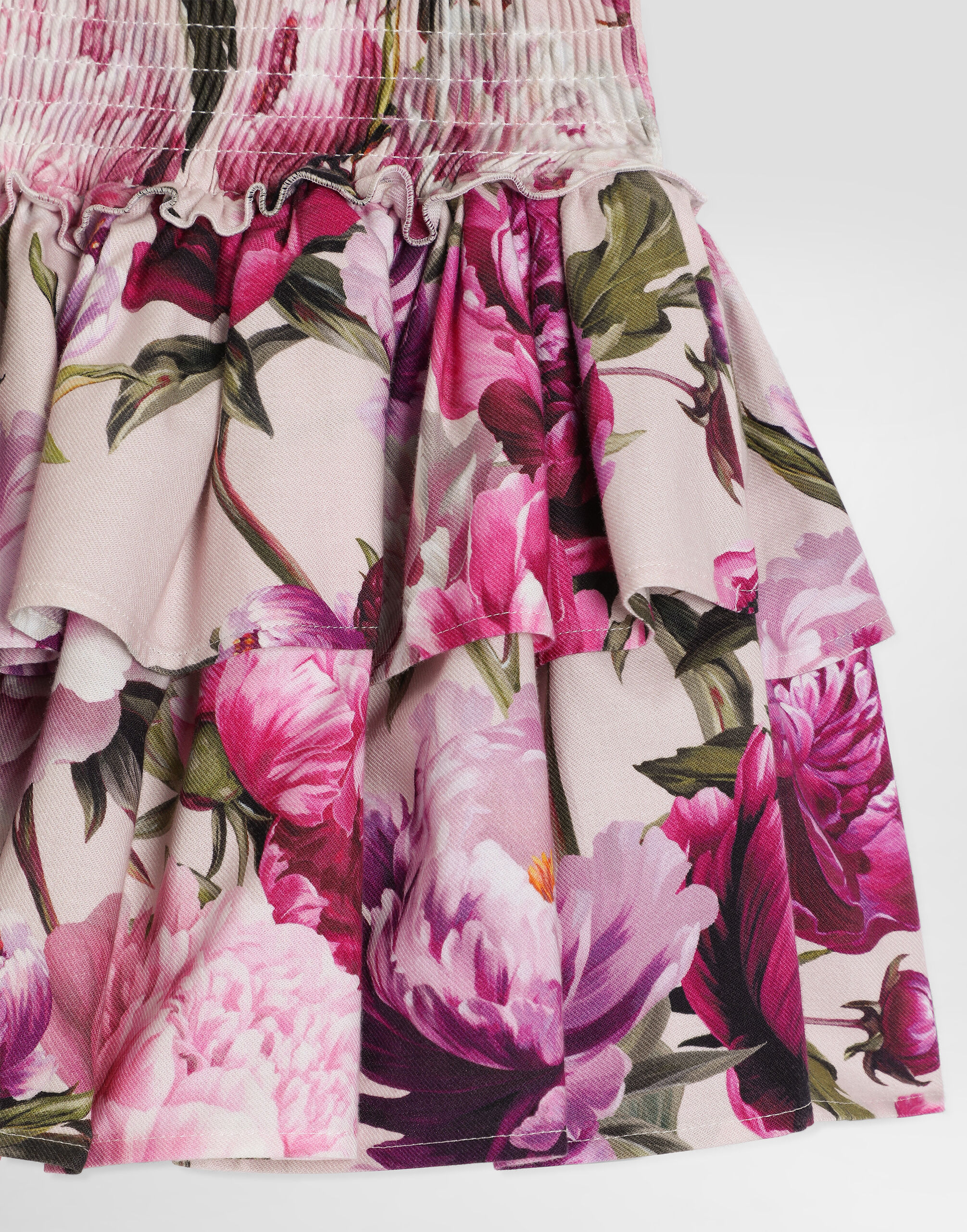 Peony-print cotton flannel skirt in Multicolor for Girls