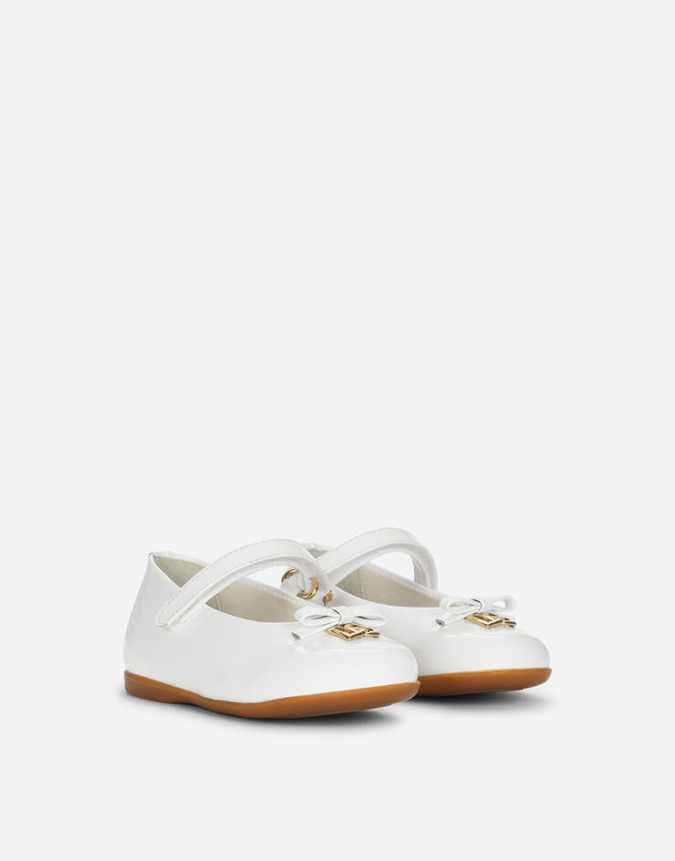 Dolce & Gabbana Patent leather ballet flats with metal DG logo White D20081A1328