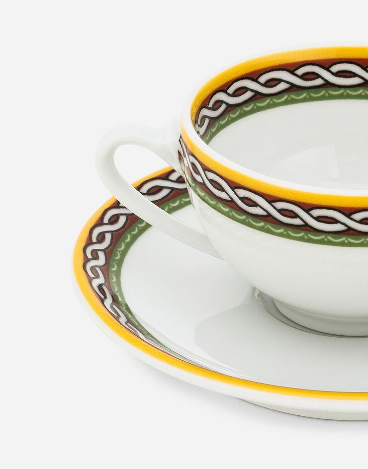 Dolce & Gabbana Set 2 Porcelain Espresso Cups with Saucers Multicolor TC0S12TCALI