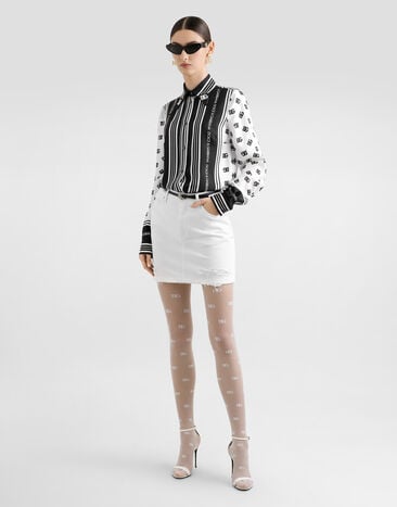 Dolce & Gabbana Silk twill shirt with DG all-over logo Print F5S48THI1Z6