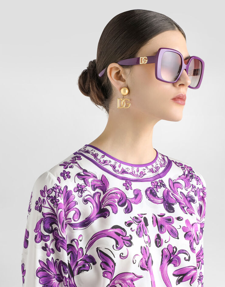 Dolce & Gabbana Majolica-print charmeuse dress Multicolor F6TVCTHPAE8