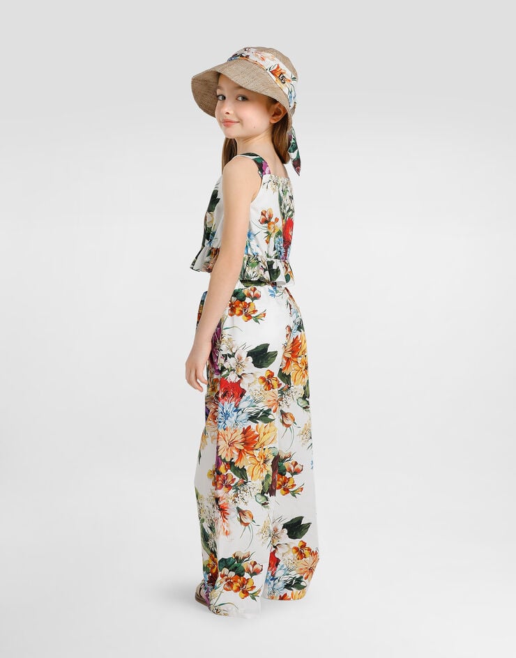 Dolce & Gabbana Pantalón en popelina de algodón con estampado de flores Imprima L53P50HS5TV