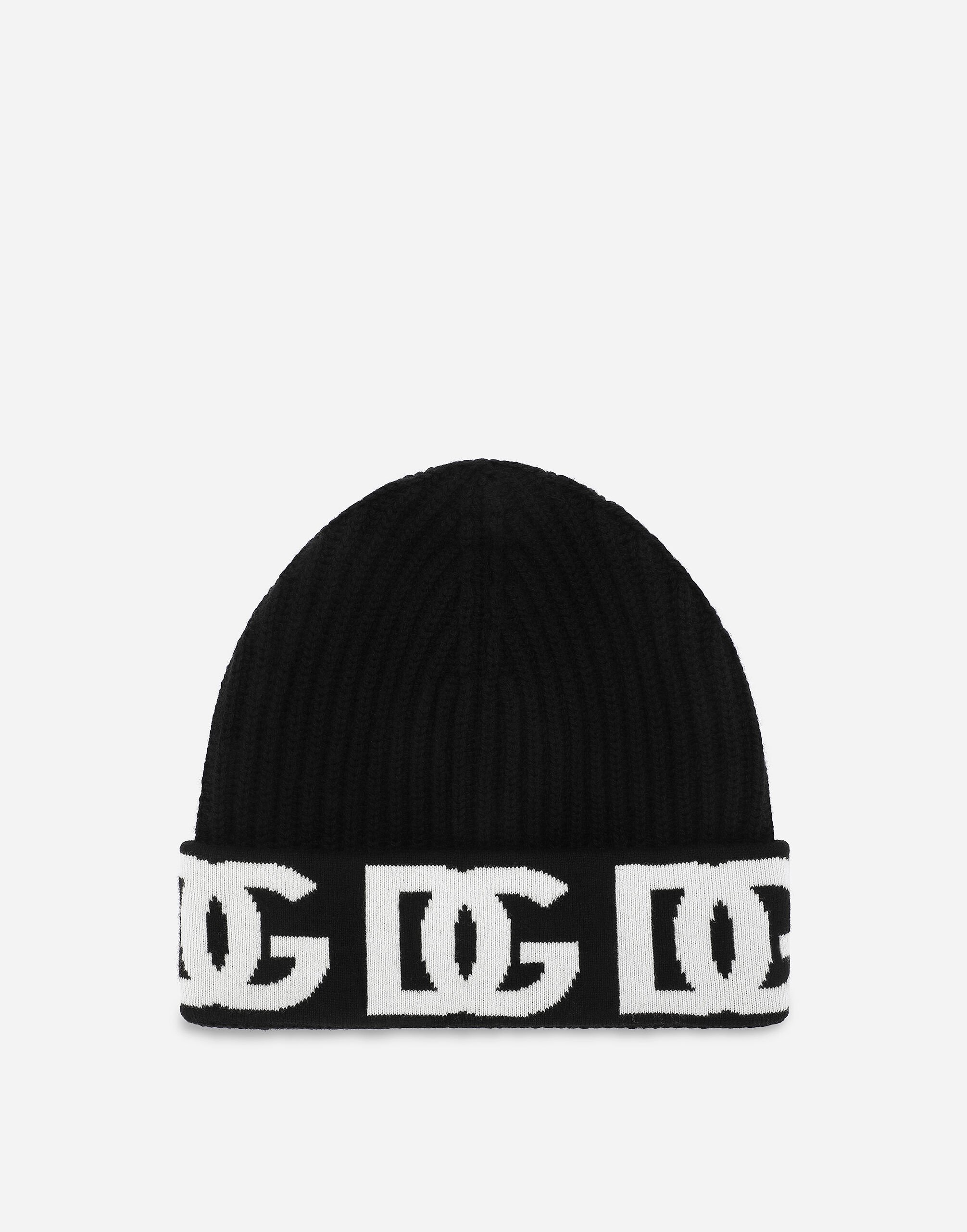 Dolce&Gabbana Cashmere hat with jacquard DG logo Brown FXL68TJFMU9