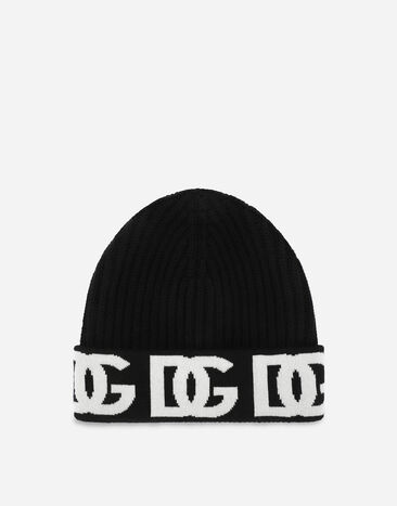 Dolce & Gabbana Cashmere hat with jacquard DG logo Gold FH569TFURMQ
