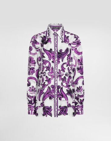 Dolce & Gabbana Majolica-print silk twill shirt Multicolor F5T51THI1ZQ